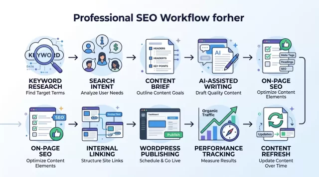 ChatGPT WordPress SEO workflow from keyword research to content optimization